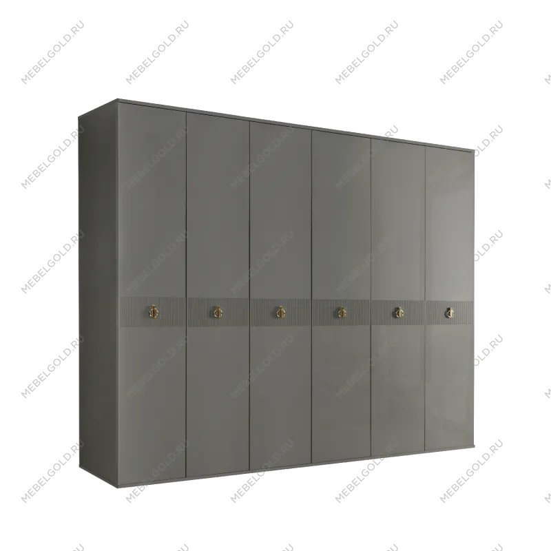 Шкаф 6-ти дверный Римини СОЛО (Серый/Золото) РМШ2/6(s)