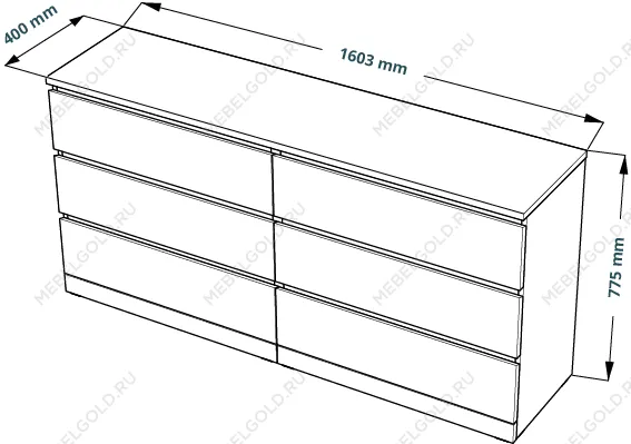 МАЛЬМ / VARMA Комод ИКЕА / IKEA 6D, 160x78x40, шпон, беленый дуб | изображение 3