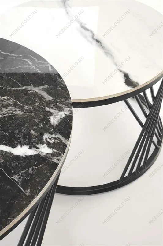 Комплект Halmar FLAMINGO (2 стола журнальных) (черный мрамор/белый мрамор/черный) | изображение 5