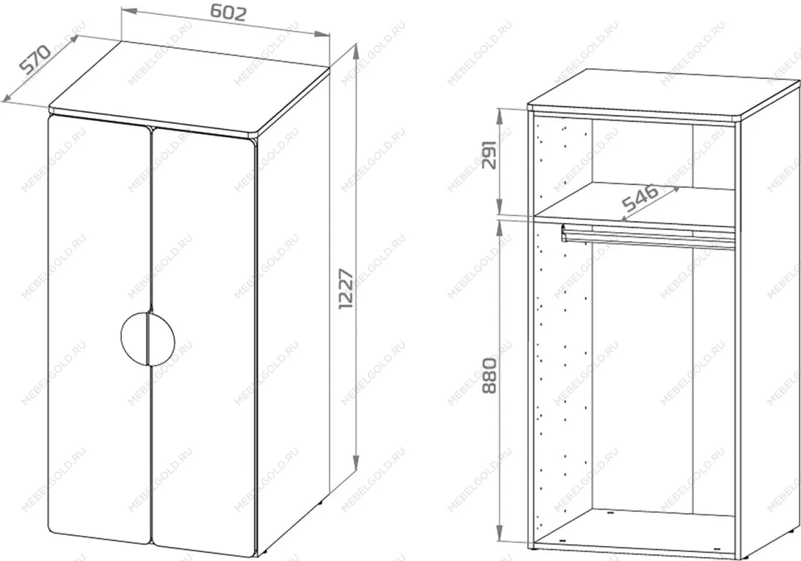 Шкаф Пикси распашной, с двумя дверьми и полкой 60х57х120, озорной василек | изображение 10