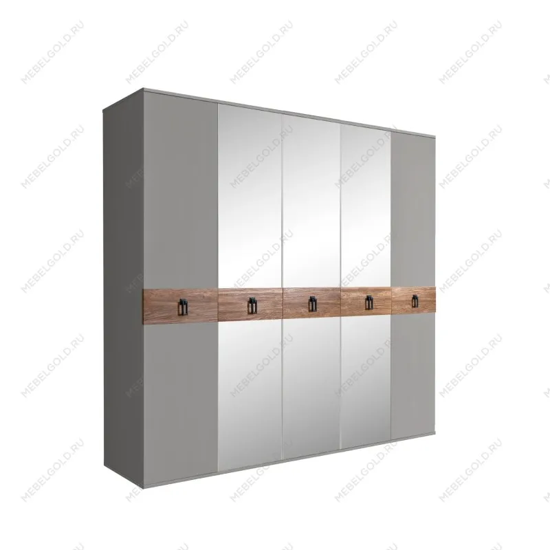 Шкаф 5-ти дв. с зеркалами Bogemia Wood Fa (Серый/Черный) БМШ1/5(Wo)