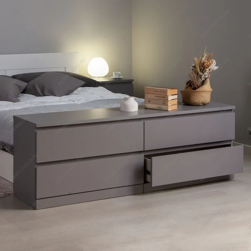 Комод Варма, 4 ящика, горизонтальный, 160х54х40 см, эмаль серая | изображение 2