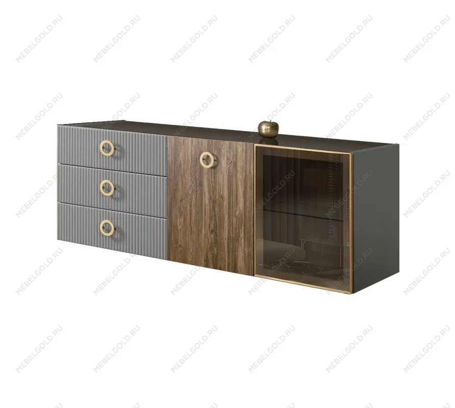 Комод 1.6м Bogemia Fly Wood Fi (Серый) (Lakobel/Золото) БМКМ-4[5][10]