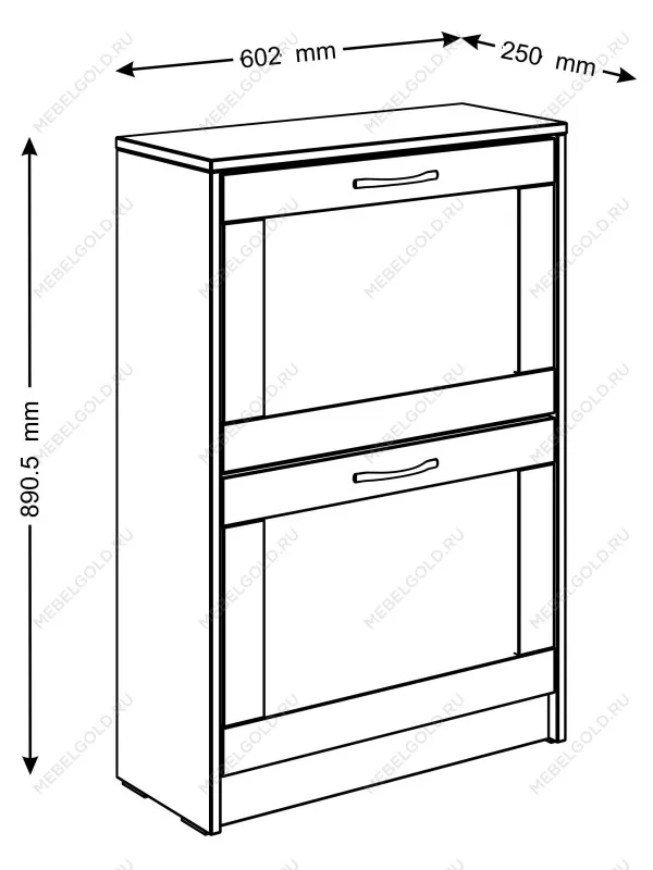 Обувница Сириус с 2 откидными ящиками, 60 х 25 х 89 см, черно-коричневая, ЛДСП, дуб венге | изображение 8