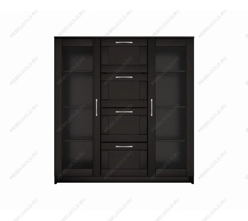 БРИМНЭС / СИРИУС тумба ИКЕА / IKEA 2 двери со стеклом и 4 ящика 117х123 Дуб Венге | изображение 1