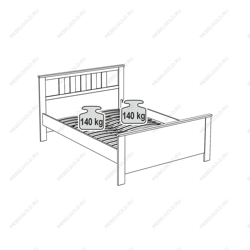 Кровать двуспальная Сага, 140х200 см, серая | изображение 12