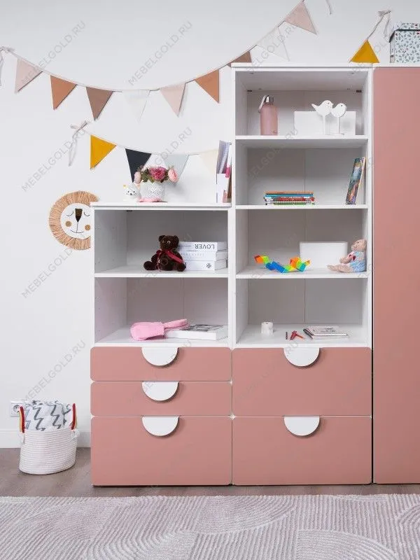 Стеллаж Пикси, с тремя выдвижными ящиками 60x57x120, мечтательный пион | изображение 9