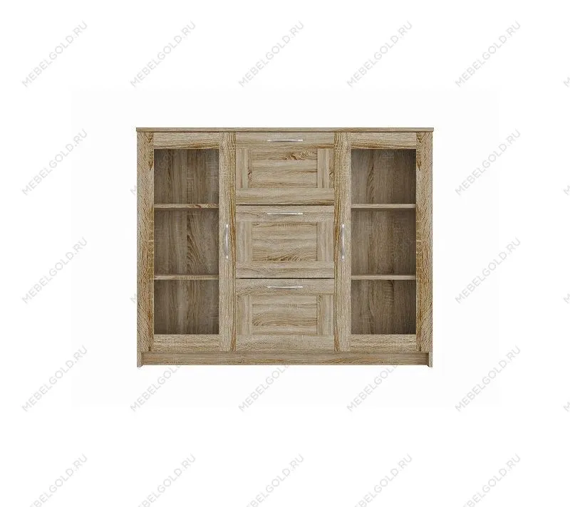 БРИМНЭС / СИРИУС тумба ИКЕА / IKEA 2 двери со стеклом и 3 ящика 117х95 сонома | изображение 1