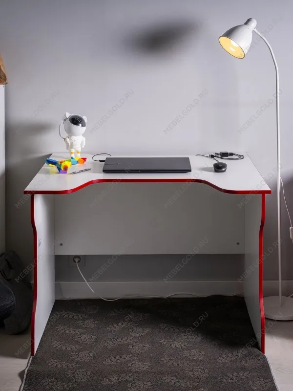 Стол компьютерный Вардиг, 100х75х82 см, белый/красный | изображение 3