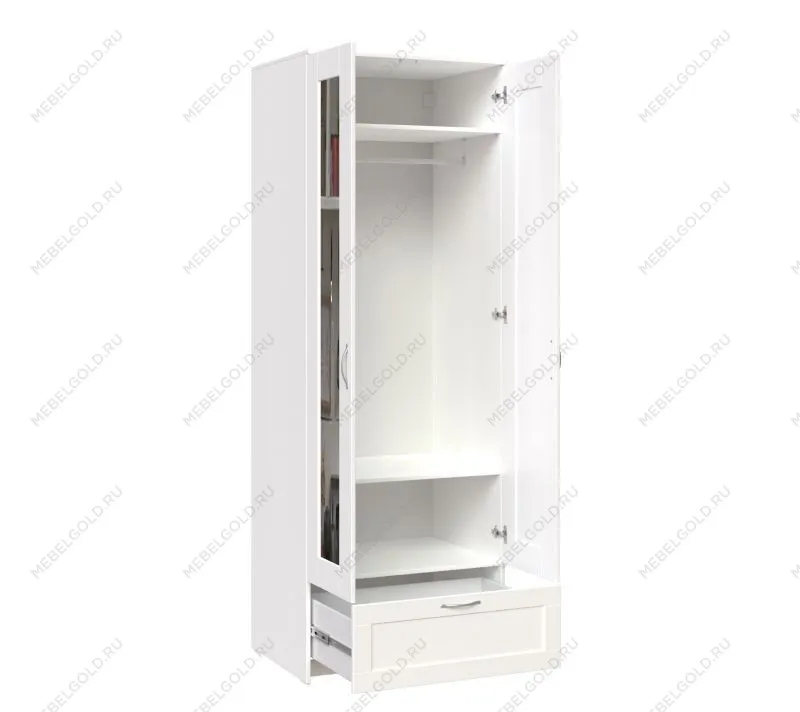 БРИМНЭС / СИРИУС Шкаф двухдверный ИКЕА / IKEA белый с одним выдвижным ящикам и двумя зеркалами | изображение 2