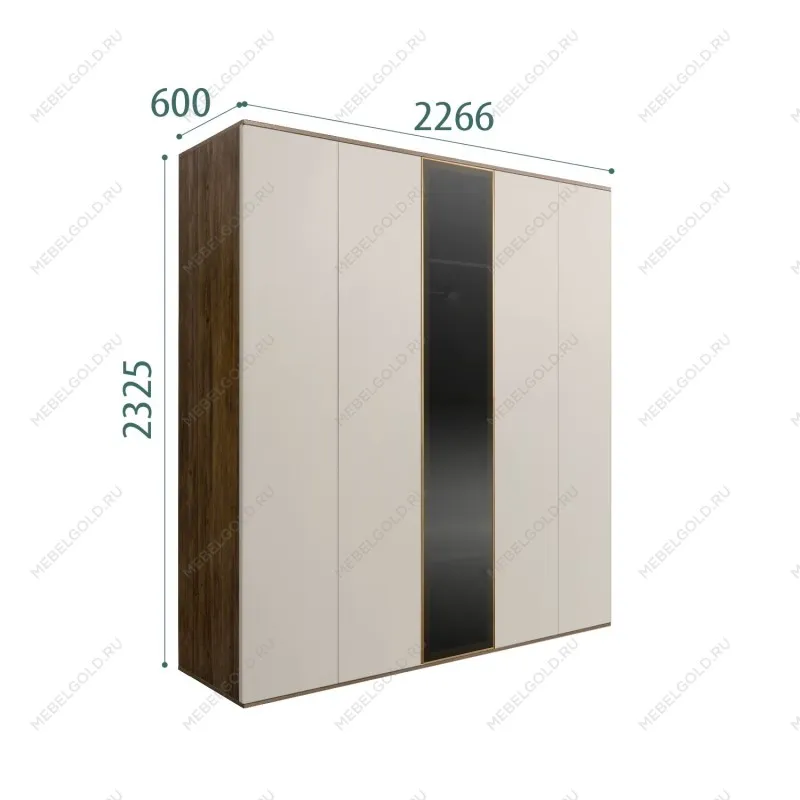 Шкаф 5-ти дв. Bogemia Woodline Air (Шелк/Золото) БМШ2/5(1)