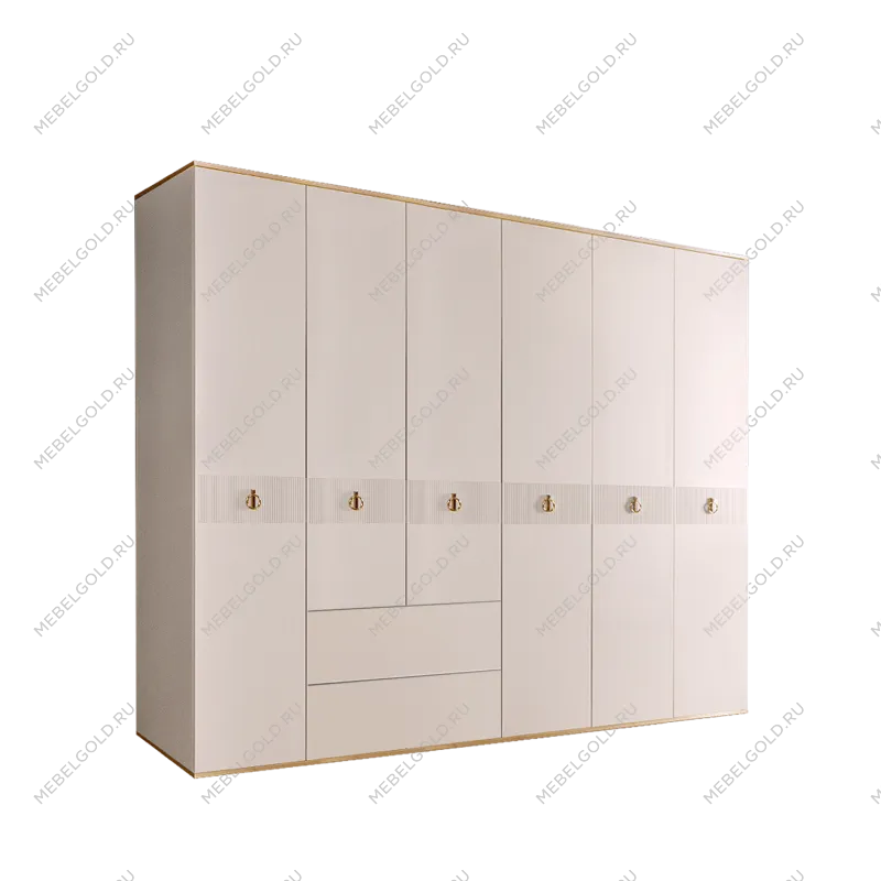 Шкаф 6-ти дверный с ящиками Римини СОЛО (Слоновая кость/Золото) РМШ2/61(s)