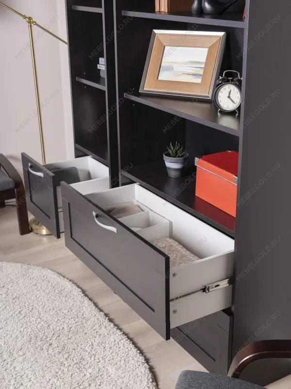 Стеллаж Сириус, 2 ящика, 78х35х190 см, черный, дуб венге | изображение 3