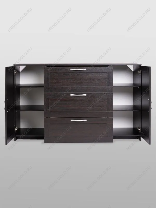 Тумба Сириус, 2 двери и 3 ящика, 156х41х95 см, дуб венге, черно-коричневая | изображение 11