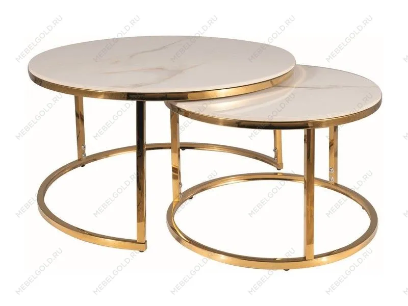 Комплект Signal PORTAFINO A 60, 2 стола журнальных (белый/золотой)