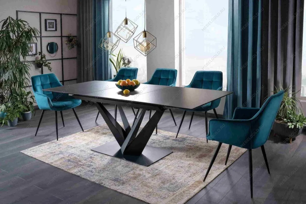 Стол обеденный Signal SORENTO CERAMIC раздвижной (эффект черного мрамора/черный мат) | изображение 5