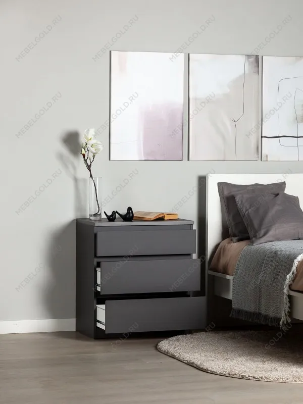 Комод Кастор, 3 ящика, 65х40х71 см, серый | изображение 8