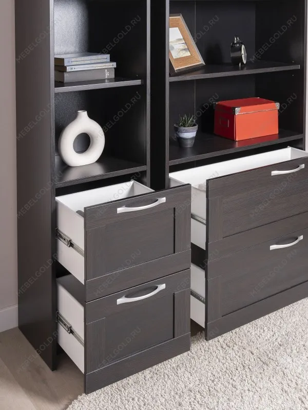 Стеллаж Сириус, 2 ящика, 39х35х190 см, черный, дуб венге | изображение 6