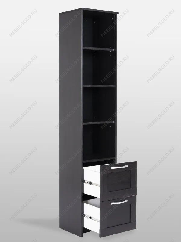 Стеллаж Сириус, 2 ящика, 39х35х190 см, черный, дуб венге | изображение 9