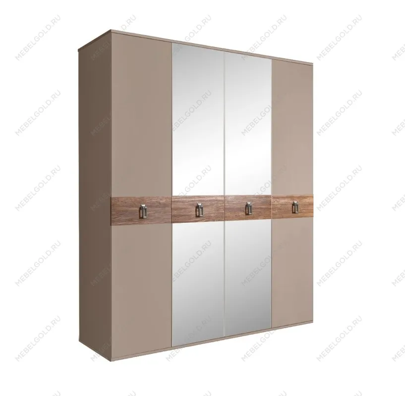 Шкаф 4-х дв. с зеркалами Bogemia Wood Fa (Мокка/Хром) БМШ1/4(Wo)