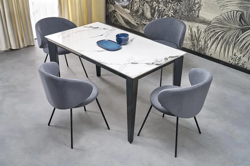 Стол обеденный Halmar FELIX раскладной (белый мрамор/черный) | изображение 11