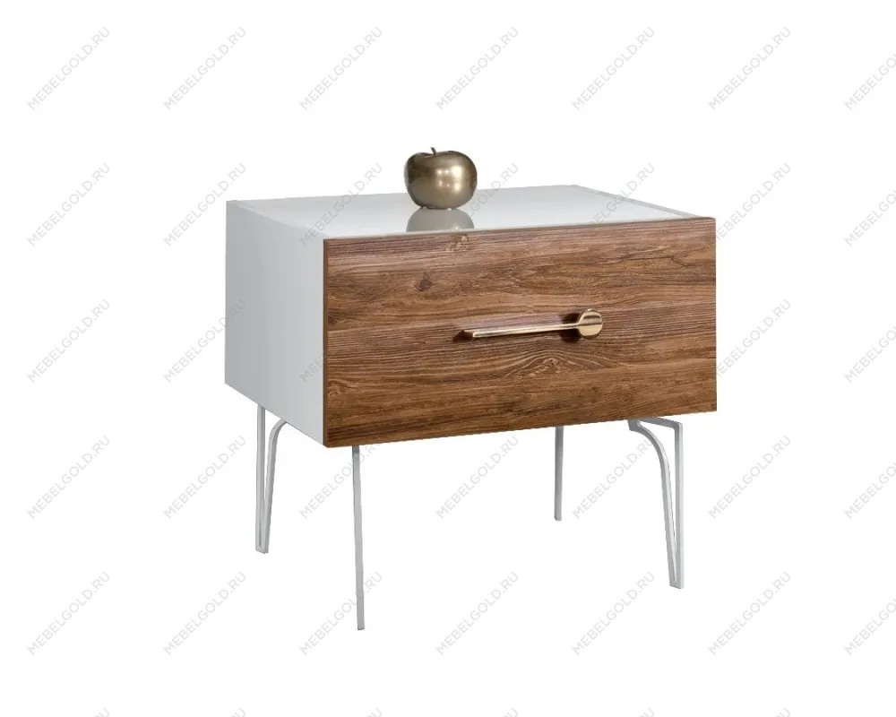 Тумба прикроватная Bogemia Wood Wo (Белый) (Lakobel/Золото) БМТП-1(Wo)