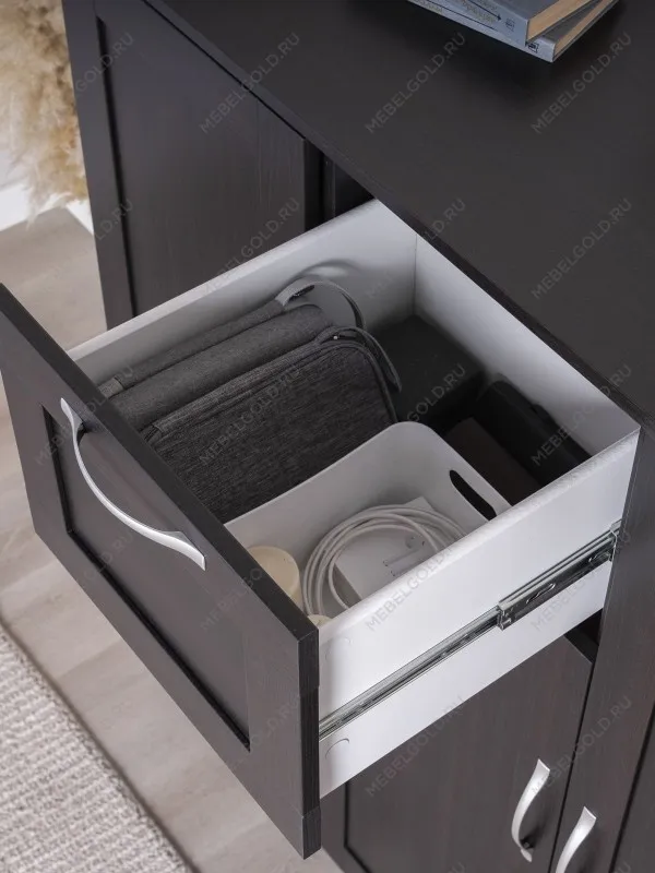 Тумба Сириус, 3 двери, 1 ящик, 117х41х124 см, дуб венге, черно-коричневая | изображение 2