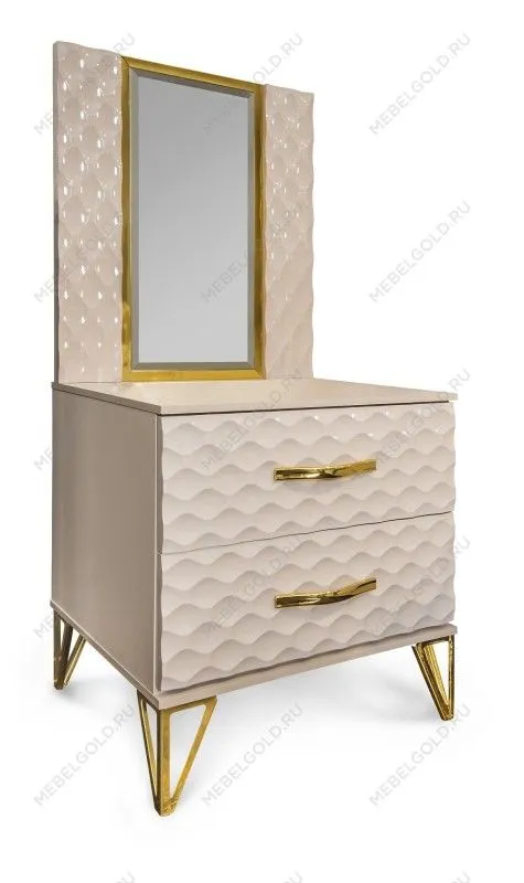 Зеркало Лара для прикроватной тумбы бежевый глянец | изображение 1