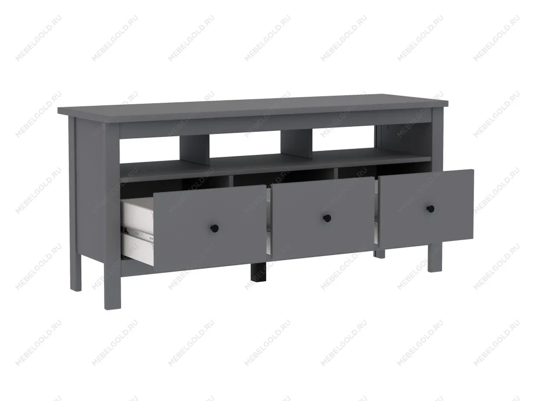 Тумба ТВ Сага, 3 ящика, 131х42х63 см, серая | изображение 4