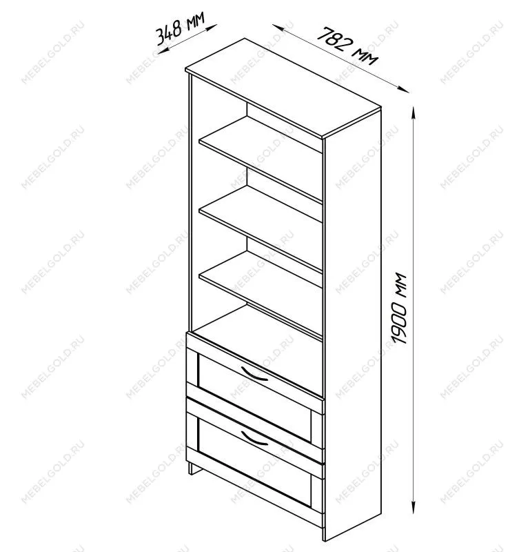 Стеллаж Сириус, 2 ящика, 78х35х190 см, дуб сонома | изображение 6