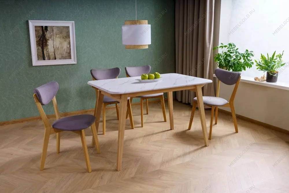 Стол обеденный Signal MARCUS 120 (эффект белого мрамора/дуб) | изображение 2