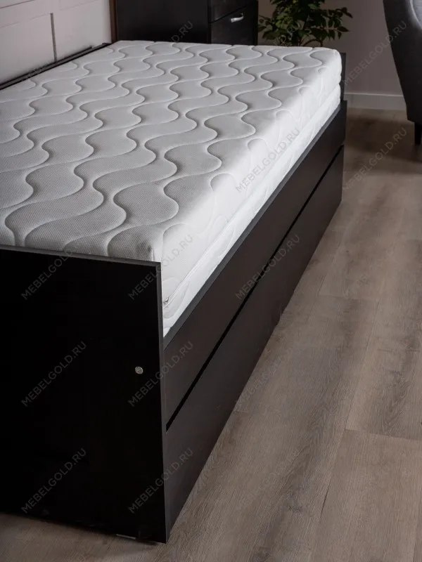Кровать раздвижная Сириус, с ящиками, 90х200/180х200 см, дуб венге, черно-коричневая | изображение 9