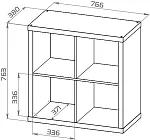 КАЛЛАКС / ФОРА Стеллаж ИКЕА / IKEA 4, квадратной формы с четырьми открытыми ячейками, тамбурат, дуб беленый | изображение 3