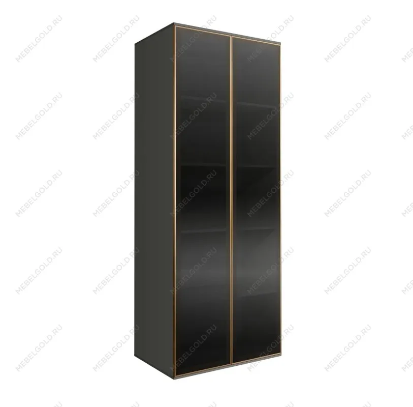 м. Марьина Роща - Шкаф 2-х дв. (2 двери стекло) Bogemia Air (Серый/Золото) БМШ2/2(2)