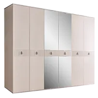 Шкаф 6-ти дверный с зеркалом Римини СОЛО (Слоновая кость/Серебро) РМШ1/6(s)