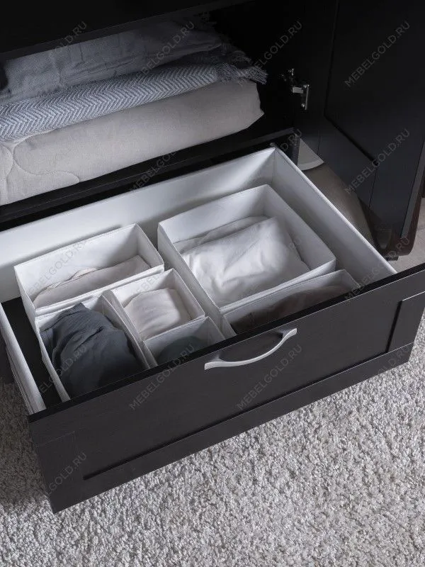 Шкаф Сириус, 2 двери и 1 ящик с зеркалом, 78х59х220 см, черно-коричневый, дуб венге | изображение 7