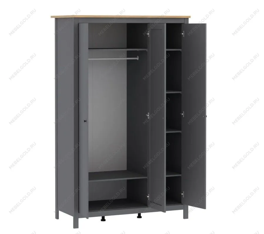 САГА шкаф 3 двери с зеркалом серый/ясень | изображение 3