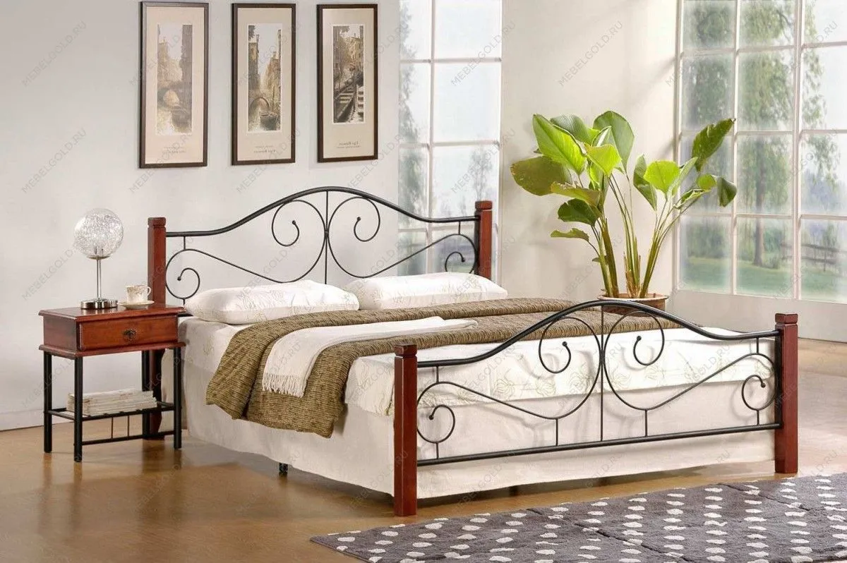 Кровать Halmar VIOLETTA 160 (античная черешня/черный) | изображение 1