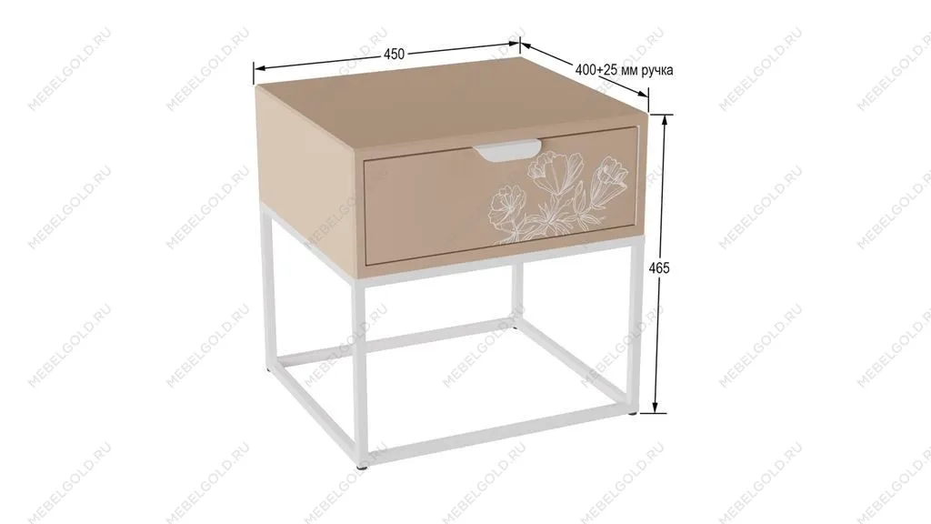 Тумбочка прикроватная Дрим (Пудра/Белый 7097283102) | изображение 1