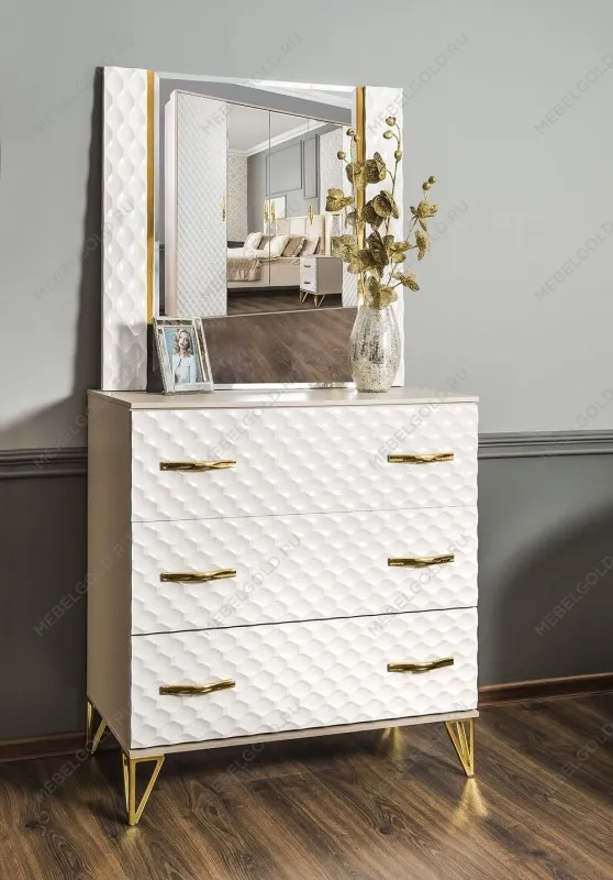 Комод Лара 3 ящика белый глянец | изображение 2