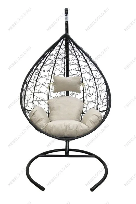 Кресло подвесное Сфера арт.CN800-2024 (стойка+основание.черн.,корзн.черн.,подуш.беж. (М)) | изображение 8