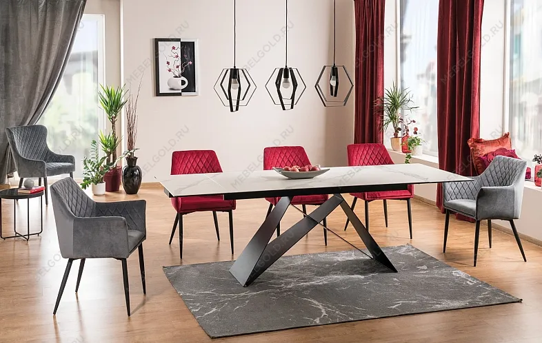 Стол обеденный Signal WESTIN III Ceramic 160 раскладной (белый/черный) | изображение 1