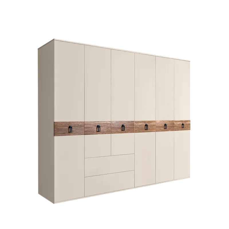 Шкаф 6-ти дверный с ящиками, Bogemia Wood Fa (Слоновая кость/Черный) БМШ2/61(Wo)