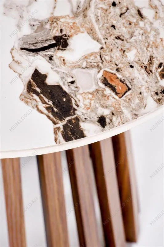 Стол журнальный Halmar CARINA S (бежевый мрамор/орех) | изображение 6