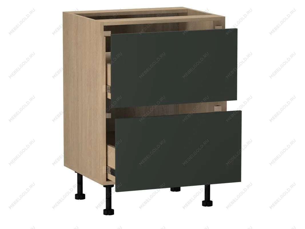 Стол с ящиками СЯ-60 (2), Женева (600*520*870) Дуб Палермо/Зеленый матовый, 21922 | изображение 1