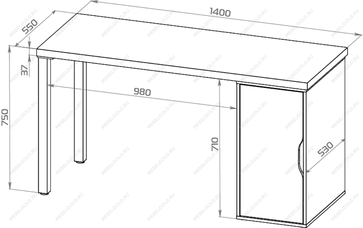 ИНГАР 2/ДВ/T стол письменный 140x75x55, дуб беленый/белый | изображение 2