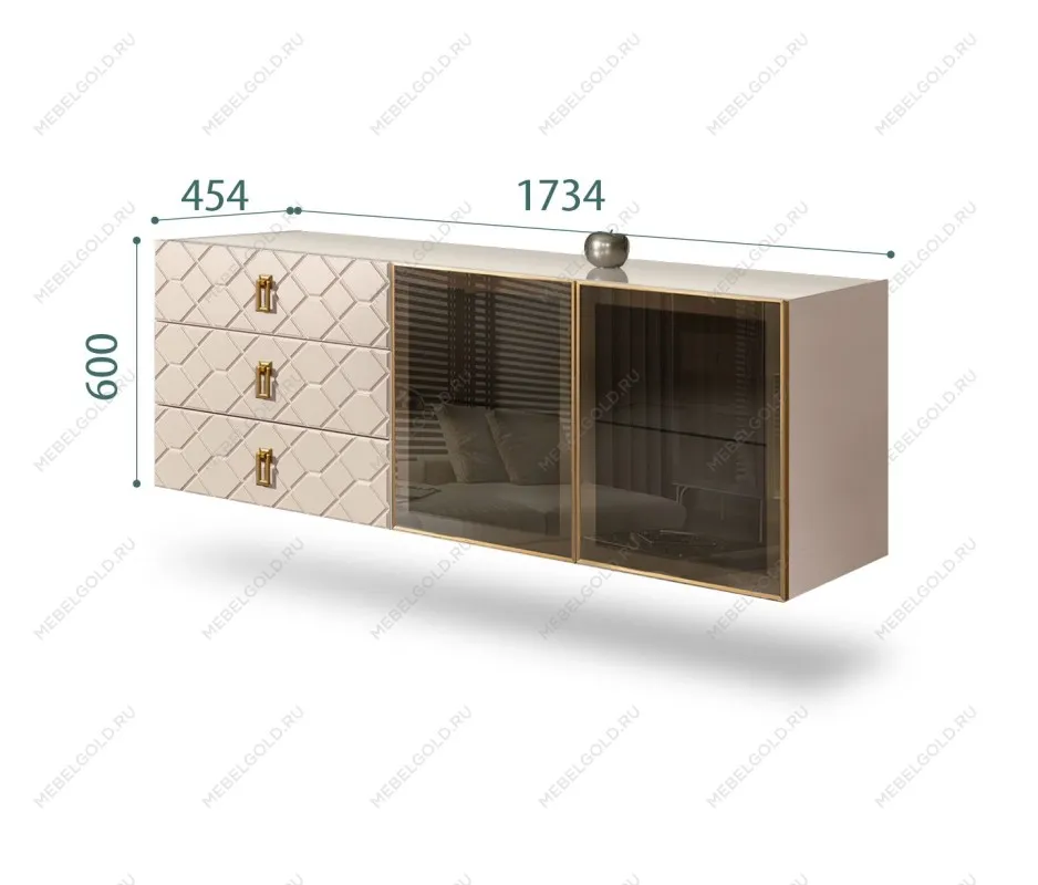 Комод 1.6м Bogemia Fly Farfalle (Ваниль) (Lakobel/Золото) БМКМ-4[5]