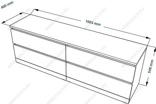 Комод Варма, 4 ящика, горизонтальный, 160х54х40 см, шпон натурального дерева, ясень черный | изображение 16