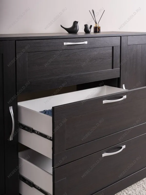 Тумба Сириус, 2 двери и 3 ящика, 156х41х95 см, дуб венге, черно-коричневая | изображение 5