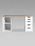 Стол письменный Ингар, с дверцей и 5 ящиками, 140x75x55, белый, столешница дуб беленый | изображение 11